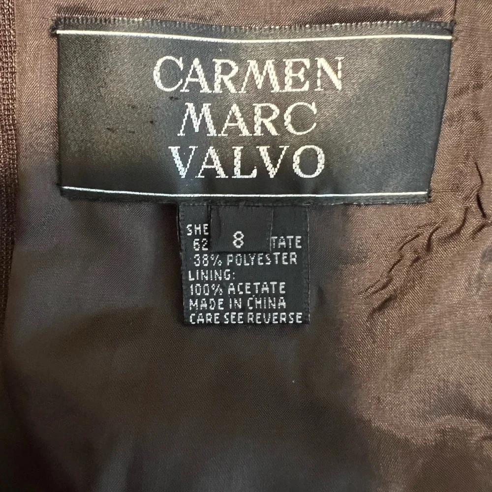 Carmen Marc Valvo Brown Embellished Evening Blouse Women’s Size 8 Back Zipper - Picture 5 of 7